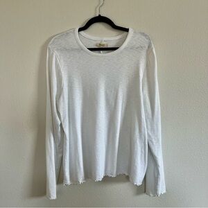 Madewell Ruffle Hem White Long Sleeve T-Shirt